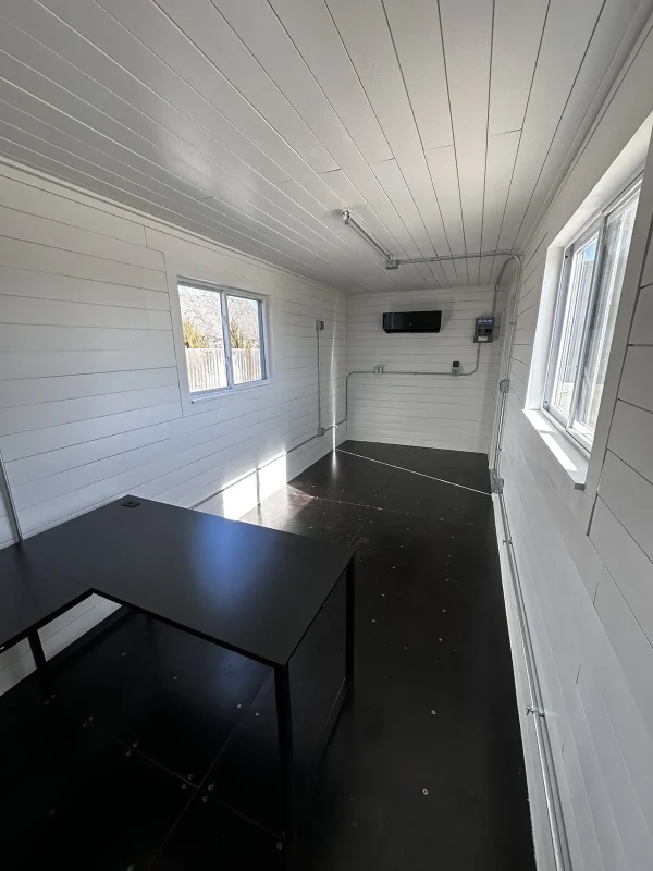 20-ft-20-Slate-Gray-Shiplap-120V-Shipping-Container-Office-Minisplit4 20ft 20’ Slate Gray Shiplap 120V Shipping Container Office Mini Split