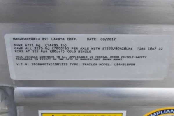 2018 Lakota 84HBPSL 4 Horse Trailer with 2′ Short Wall