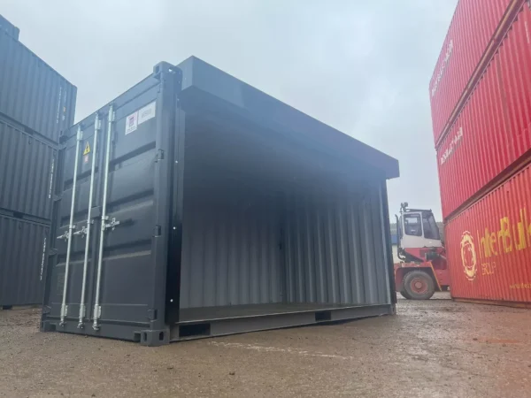 Shipping Container with Electrified Full Roll Up Side Opening